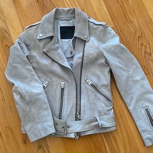 Light blue All Saints leather biker jacket